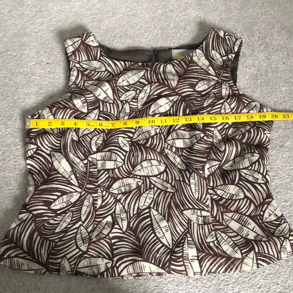 Linea Domani Two-Piece Brown and White Top and Skirt - Picture 3 of 12